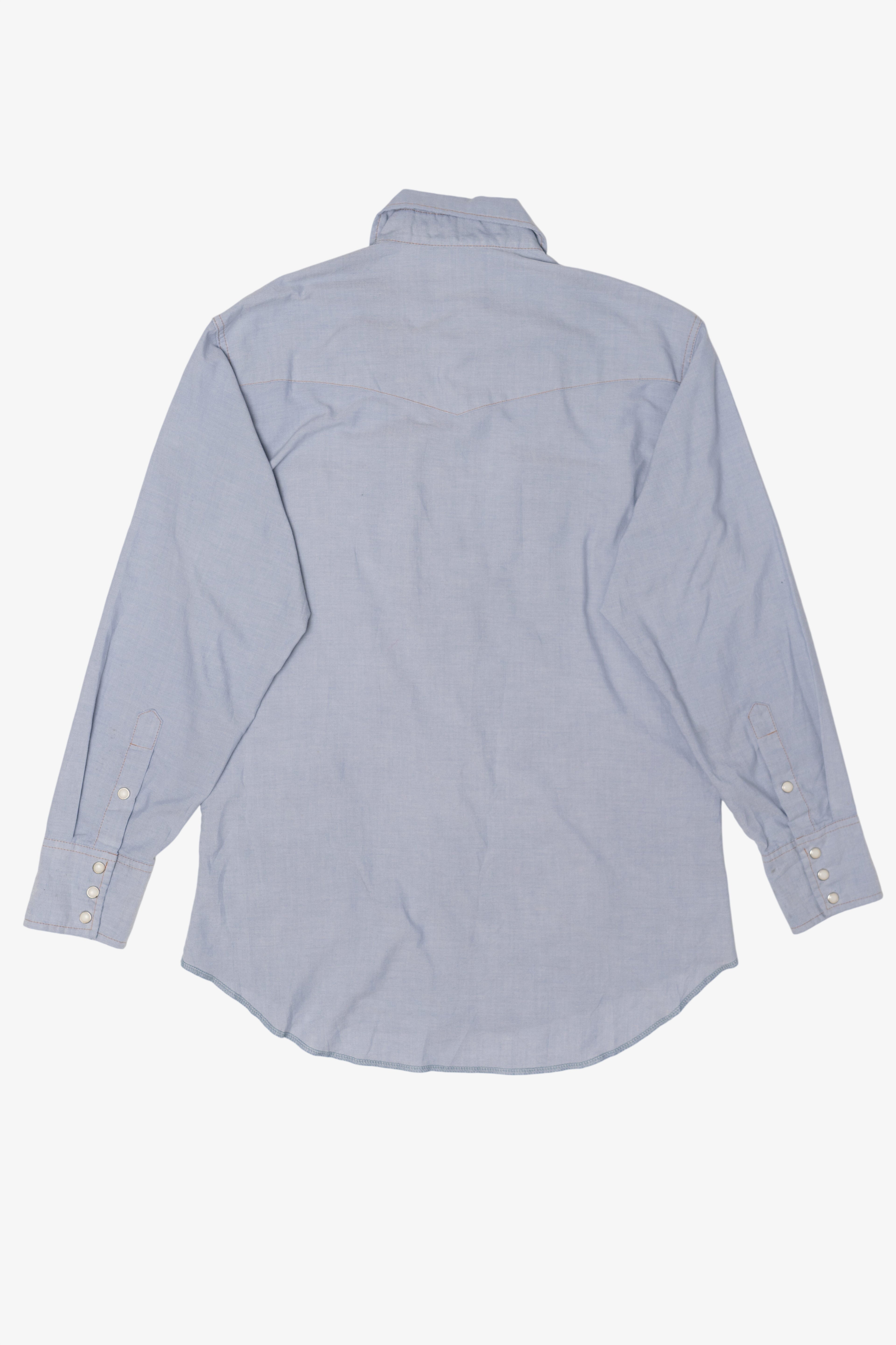Vintage Light Blue Wrangler Western Cowboy Cut Snap Button Shirt (1990s)