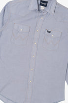 Vintage Light Blue Wrangler Western Cowboy Cut Snap Button Shirt (1990s)