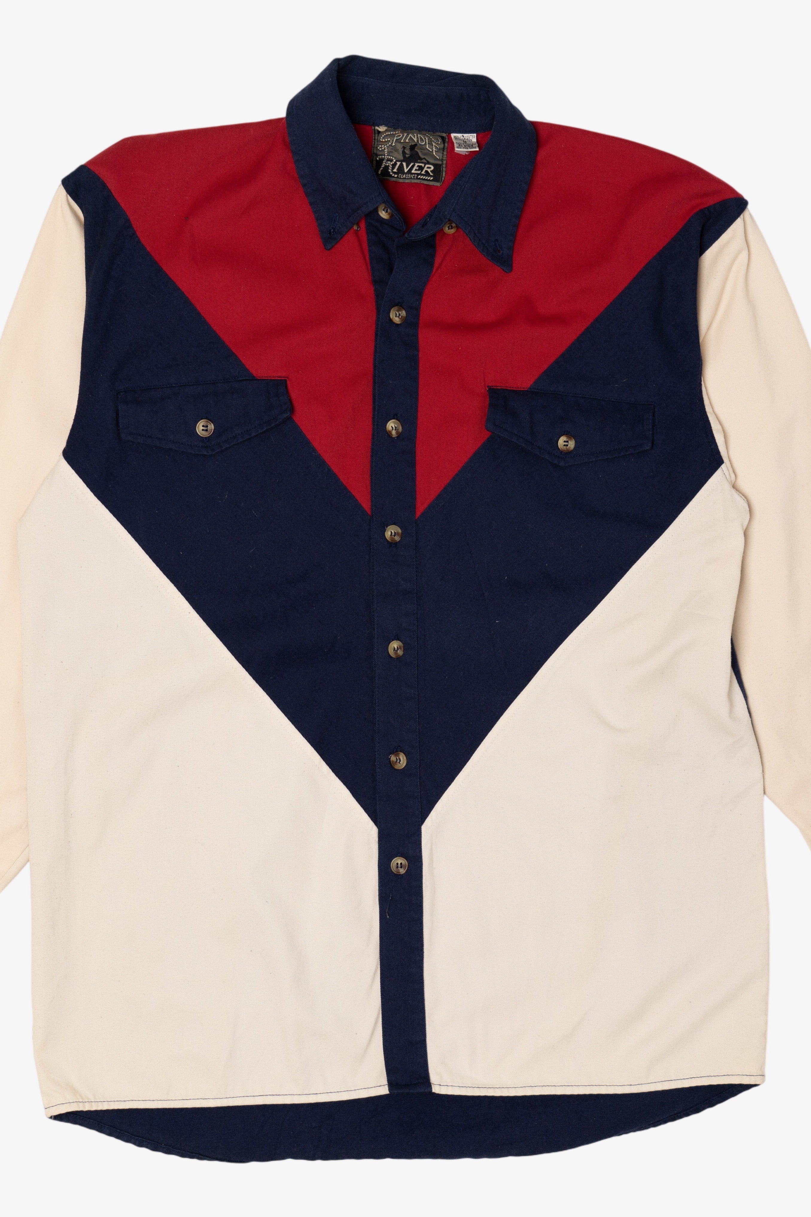 Vintage Spindle River Western Color Block Button Up Shirt (1990s)