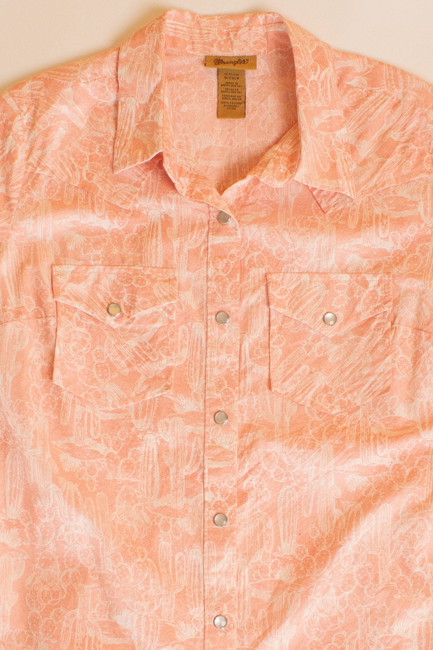 Pink Cacti Print Wrangler Button Up Shirt (2000s)