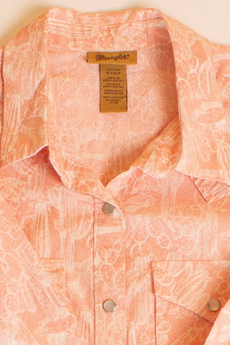 Pink Cacti Print Wrangler Button Up Shirt (2000s)