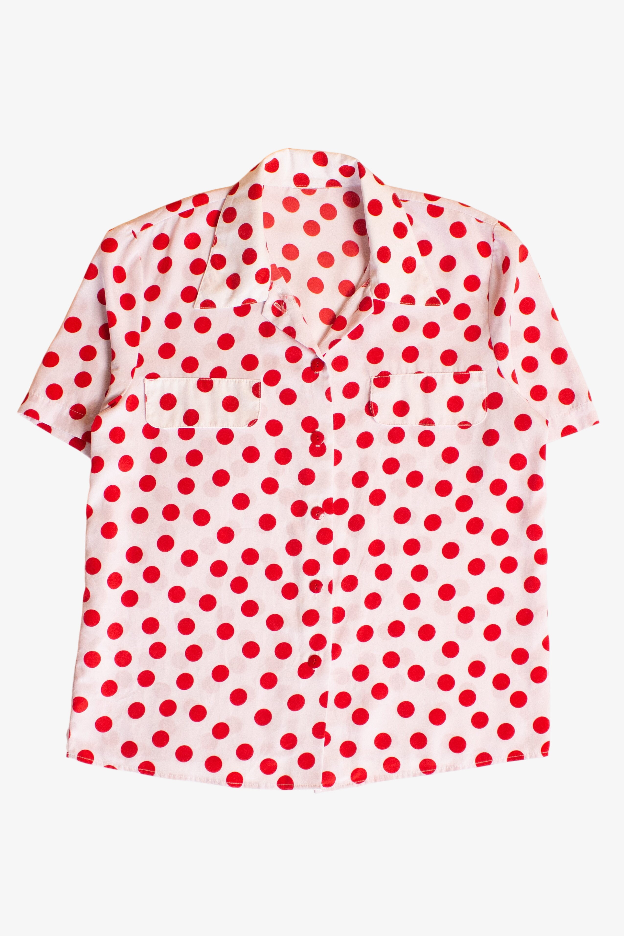Vintage Red Polka Dot Button Up Shirt (1980s)