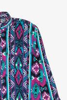Vintage Blue And Purple Aztec Southwestern Wrangler Cowboy Cut Button Up Shirt (1990s)
