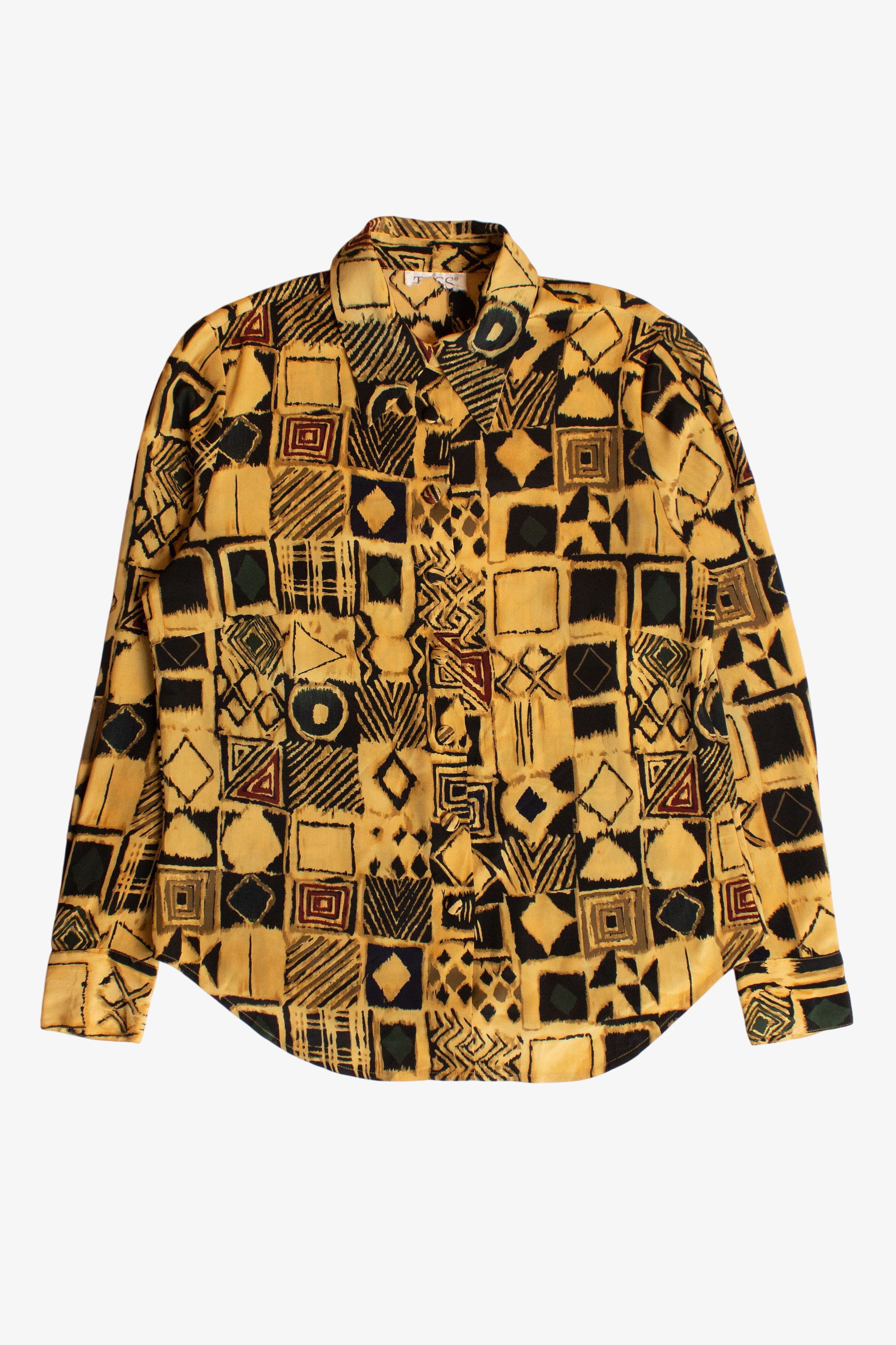 Vintage Gold Abstract Button Up Shirt (1990s)