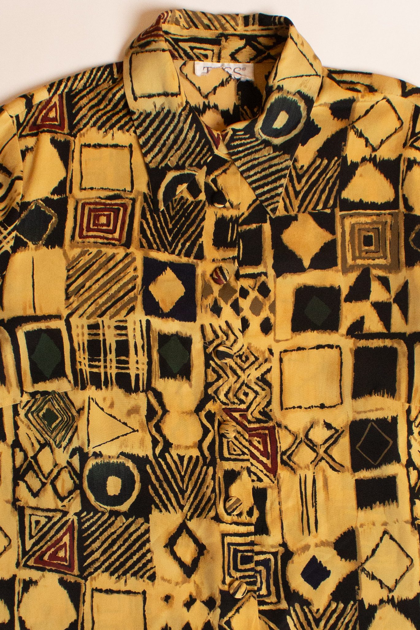 Vintage Gold Abstract Button Up Shirt (1990s)
