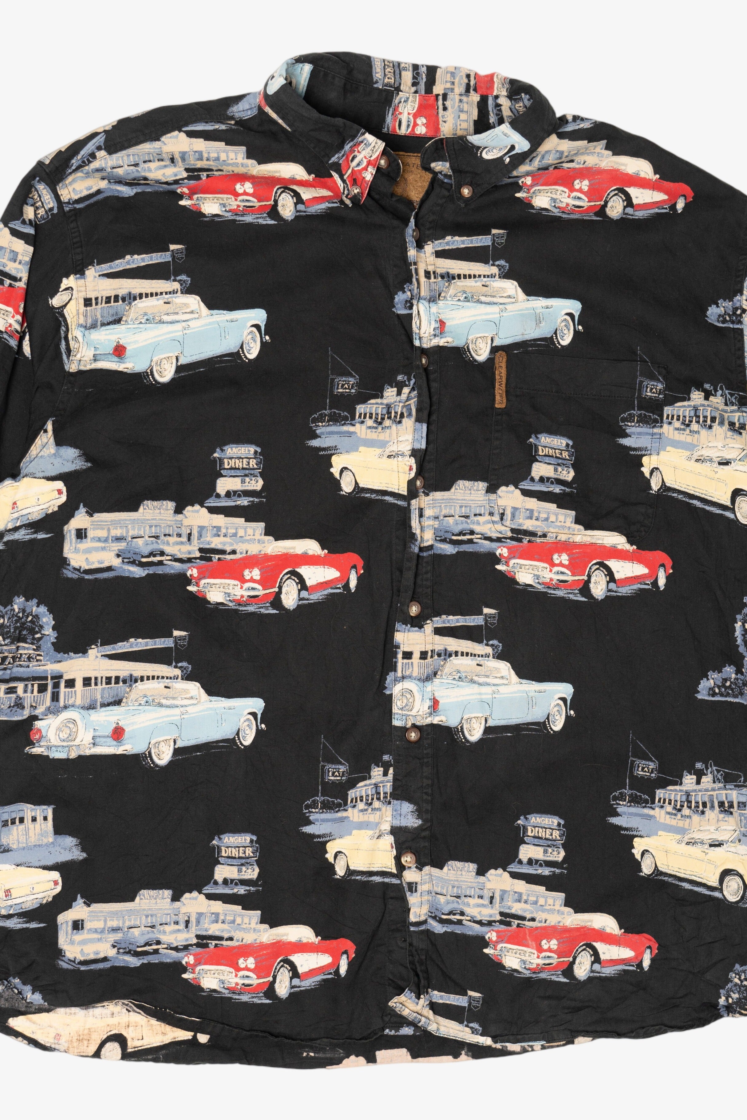Vintage Black Clearwater Outfitters Vintage Classic Cars Button Up Shirt (1990s)