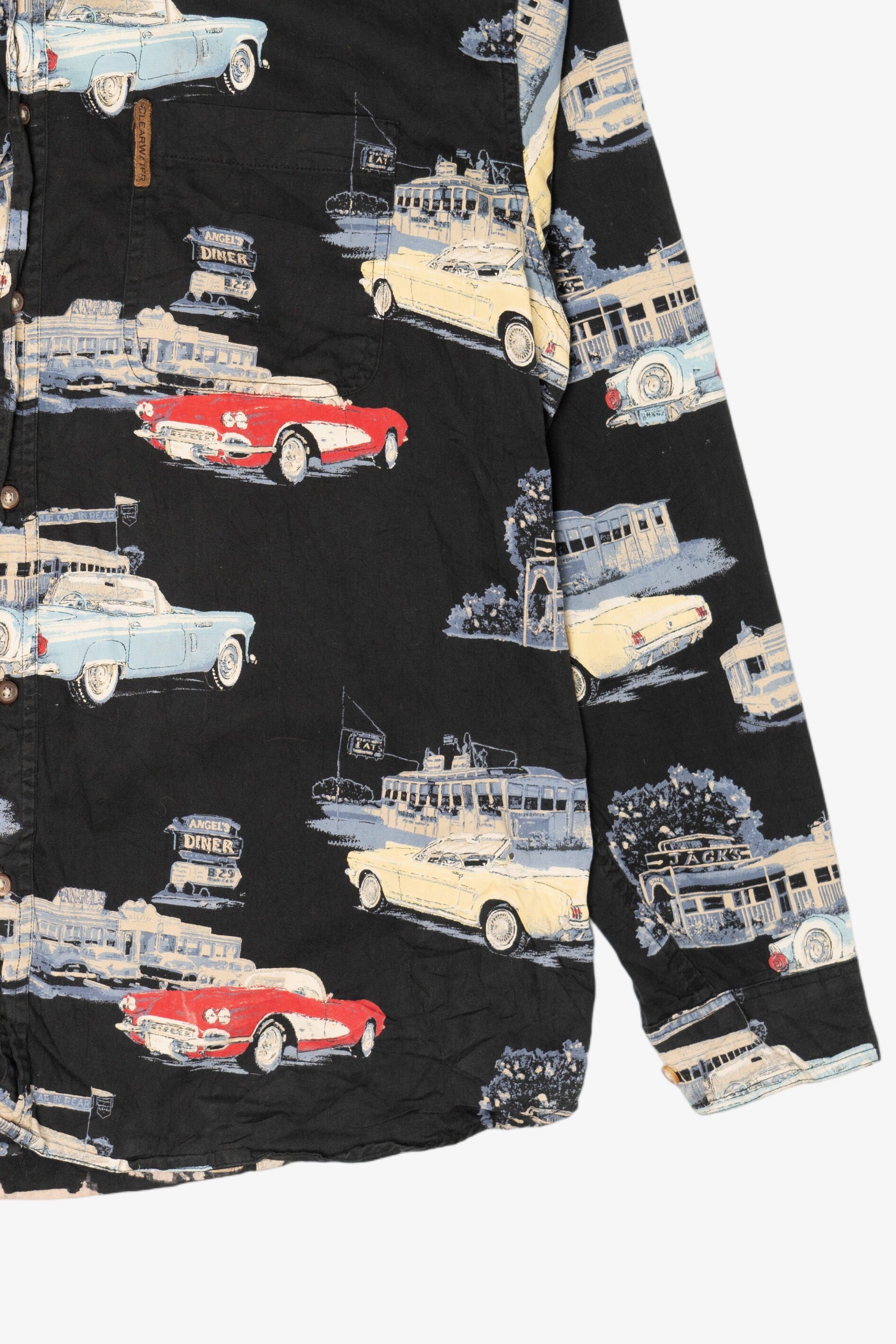 Vintage Black Clearwater Outfitters Vintage Classic Cars Button Up Shirt (1990s)