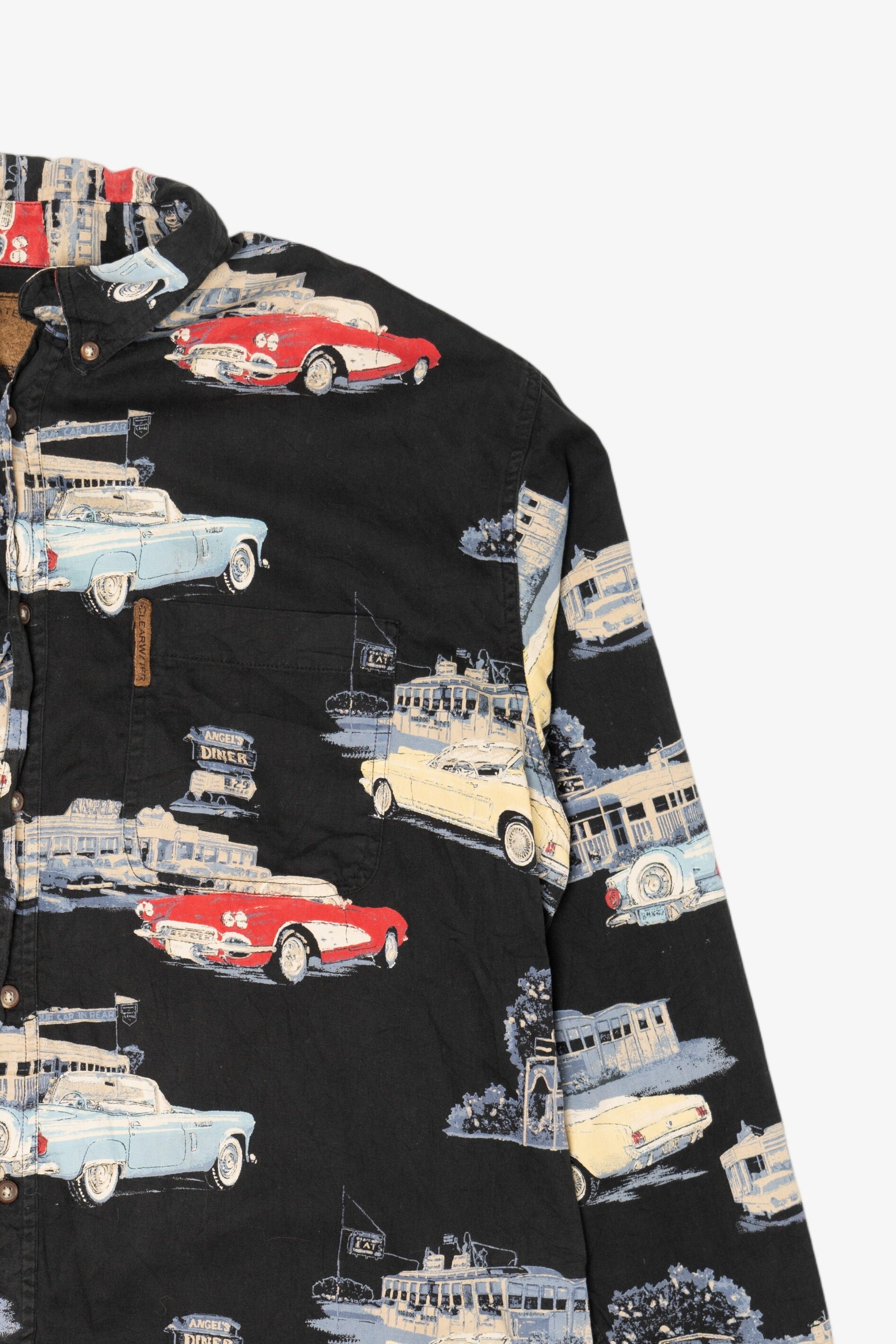 Vintage Black Clearwater Outfitters Vintage Classic Cars Button Up Shirt (1990s)