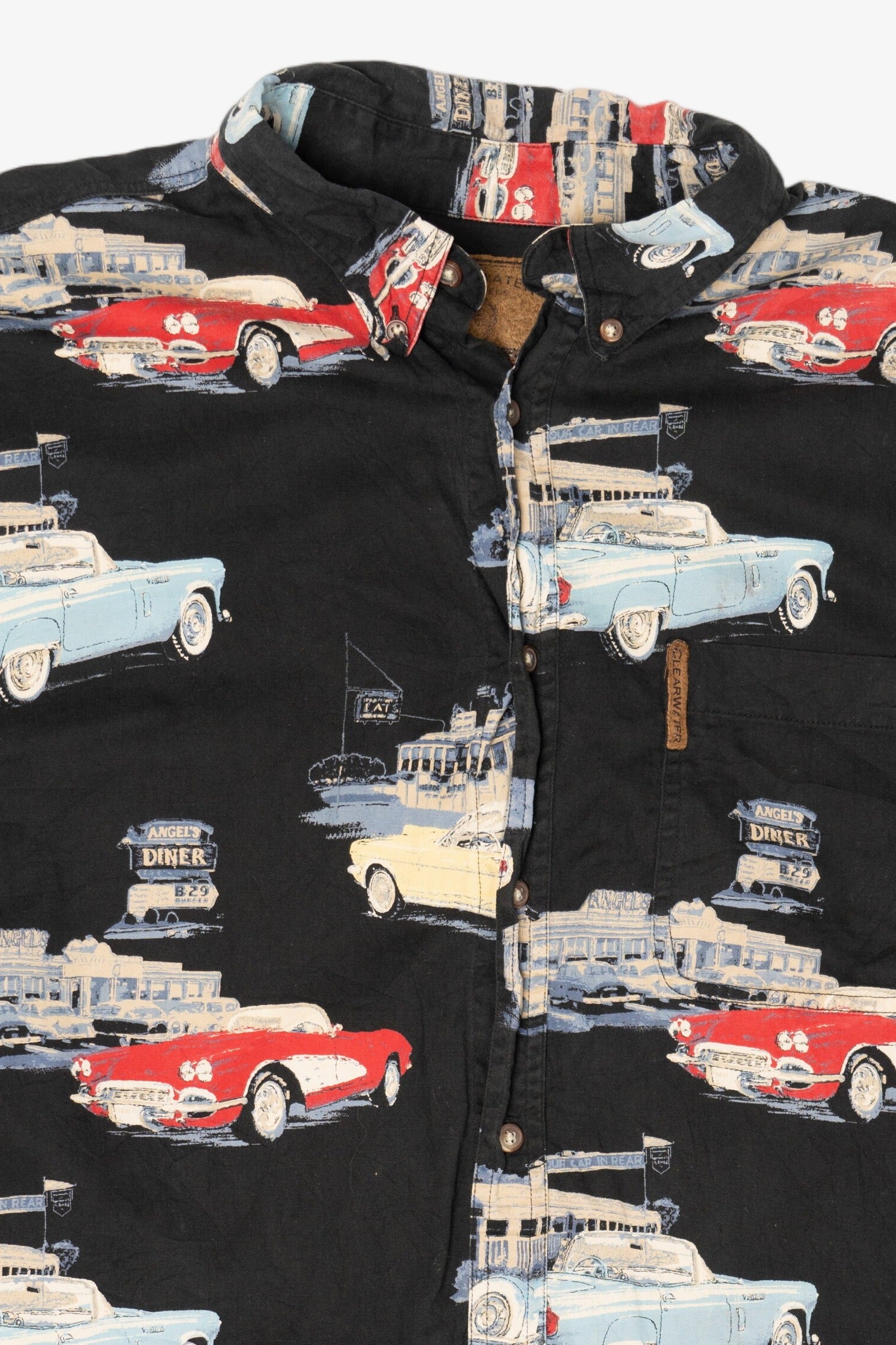Vintage Black Clearwater Outfitters Vintage Classic Cars Button Up Shirt (1990s)