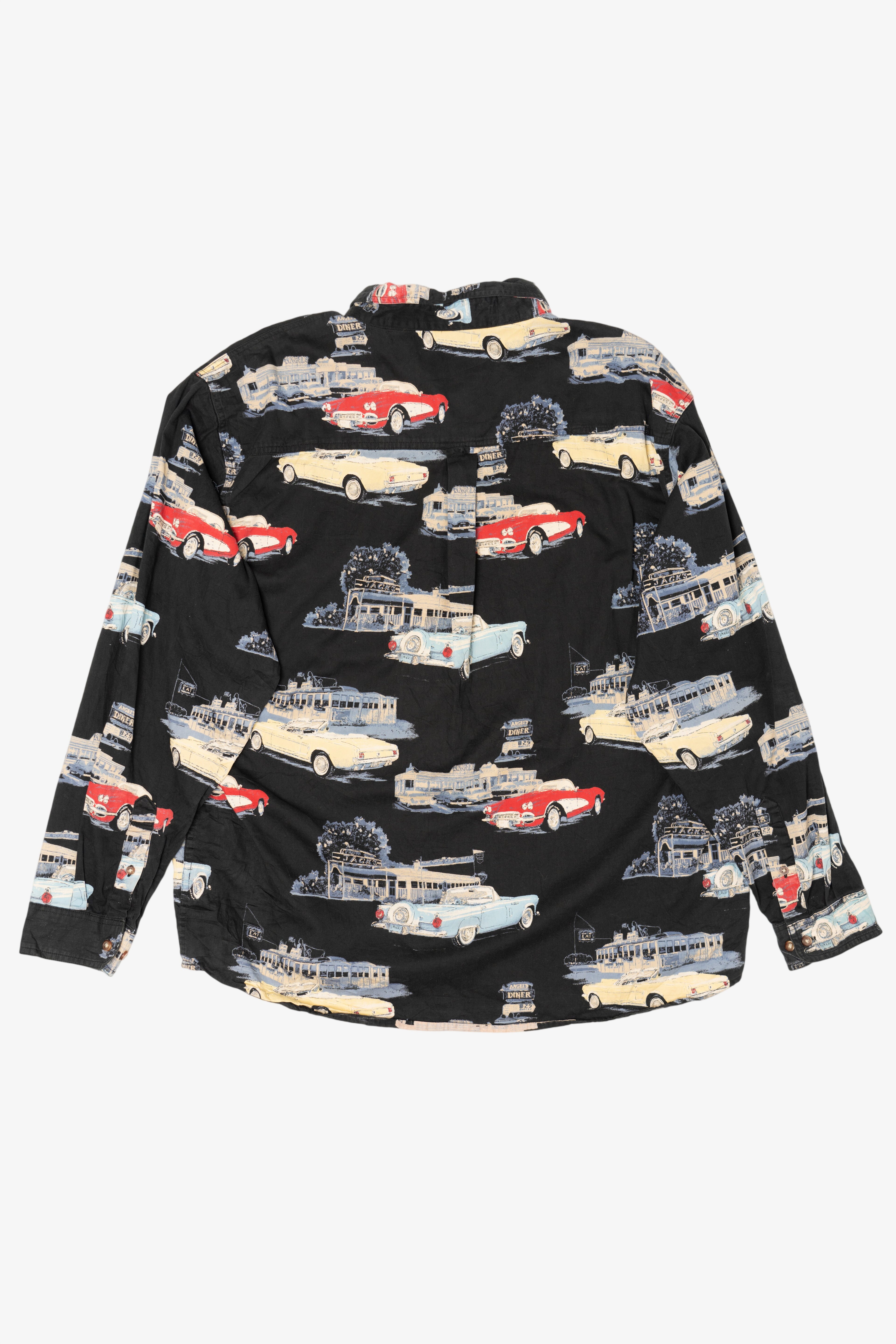 Vintage Black Clearwater Outfitters Vintage Classic Cars Button Up Shirt (1990s)