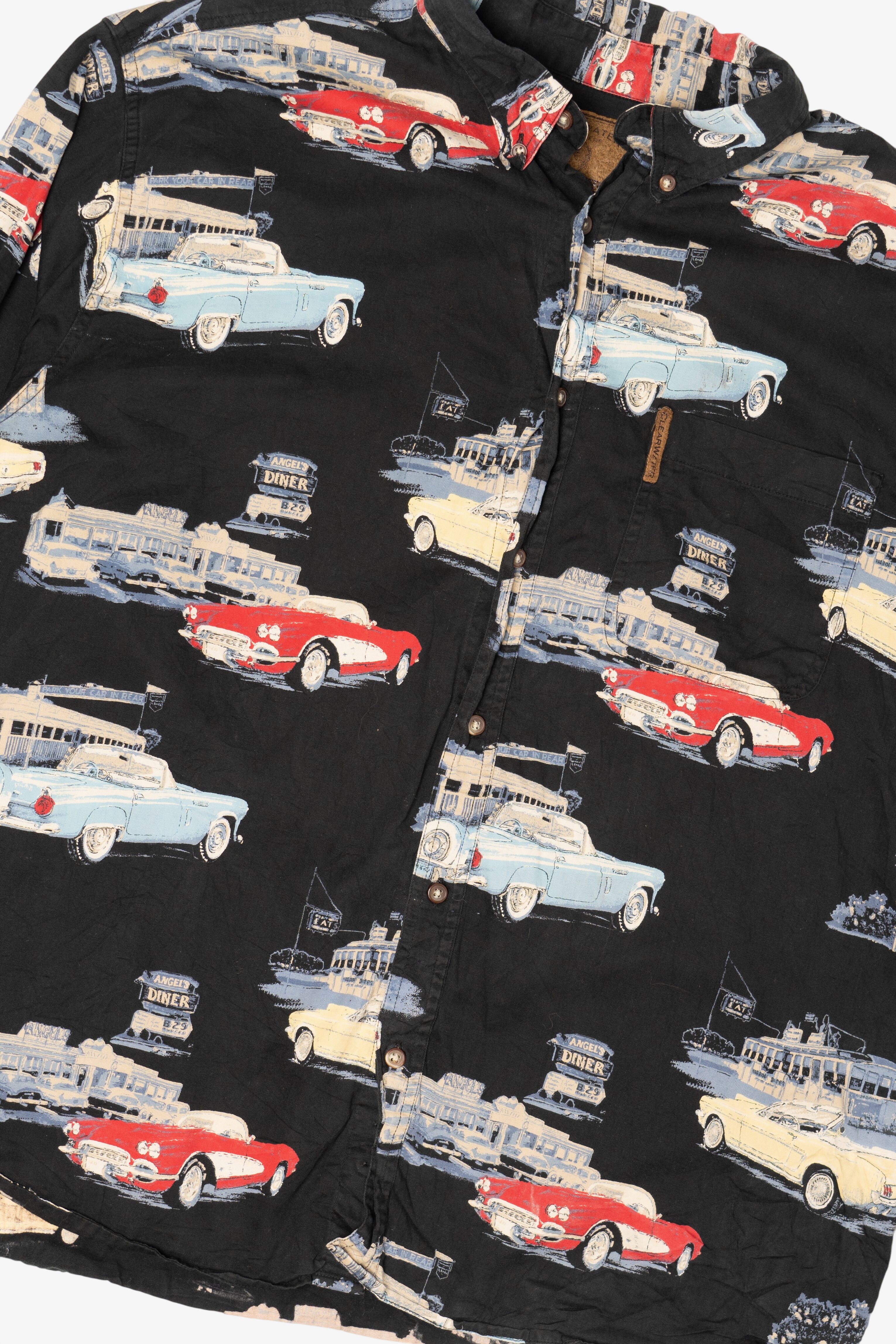 Vintage Black Clearwater Outfitters Vintage Classic Cars Button Up Shirt (1990s)