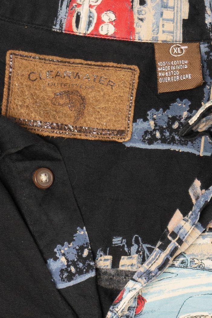 Vintage Black Clearwater Outfitters Vintage Classic Cars Button Up Shirt (1990s)
