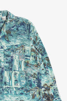 Vintage 100% Silk Abstract Hawaiian Button Up With Loop Collar (1990s)