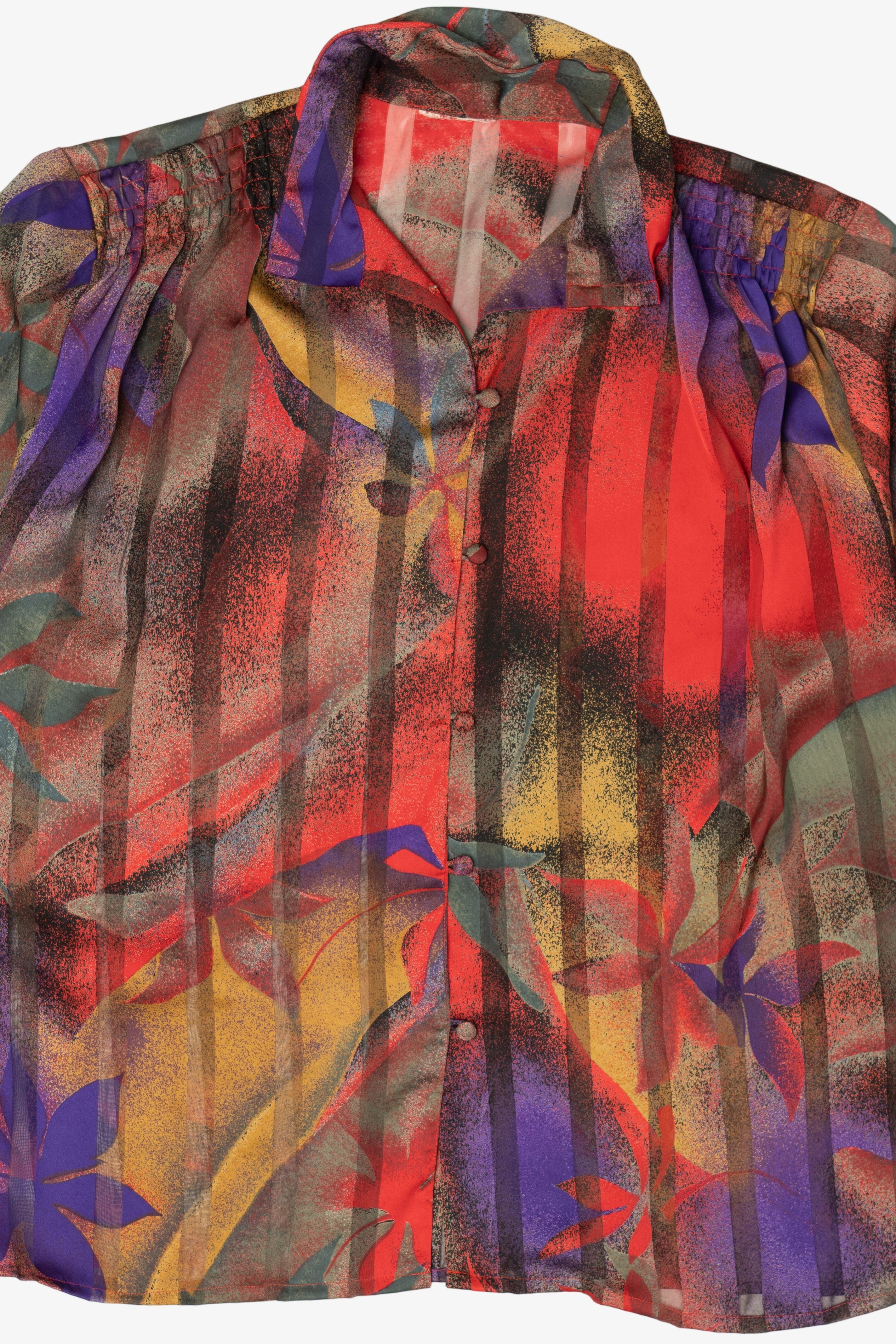 Vintage Floral Abstract Button Up Shirt (1980s)