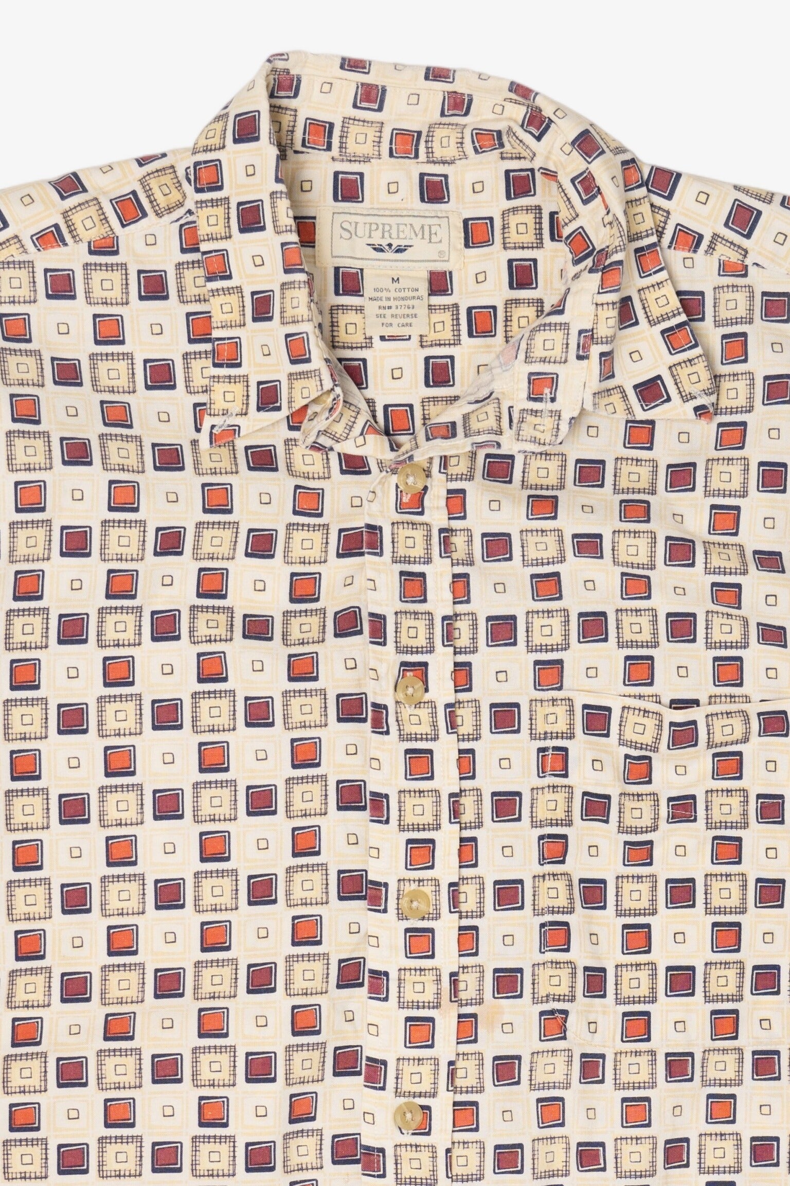 Vintage Beige Geometric Supreme Button Up Shirt (1990s)