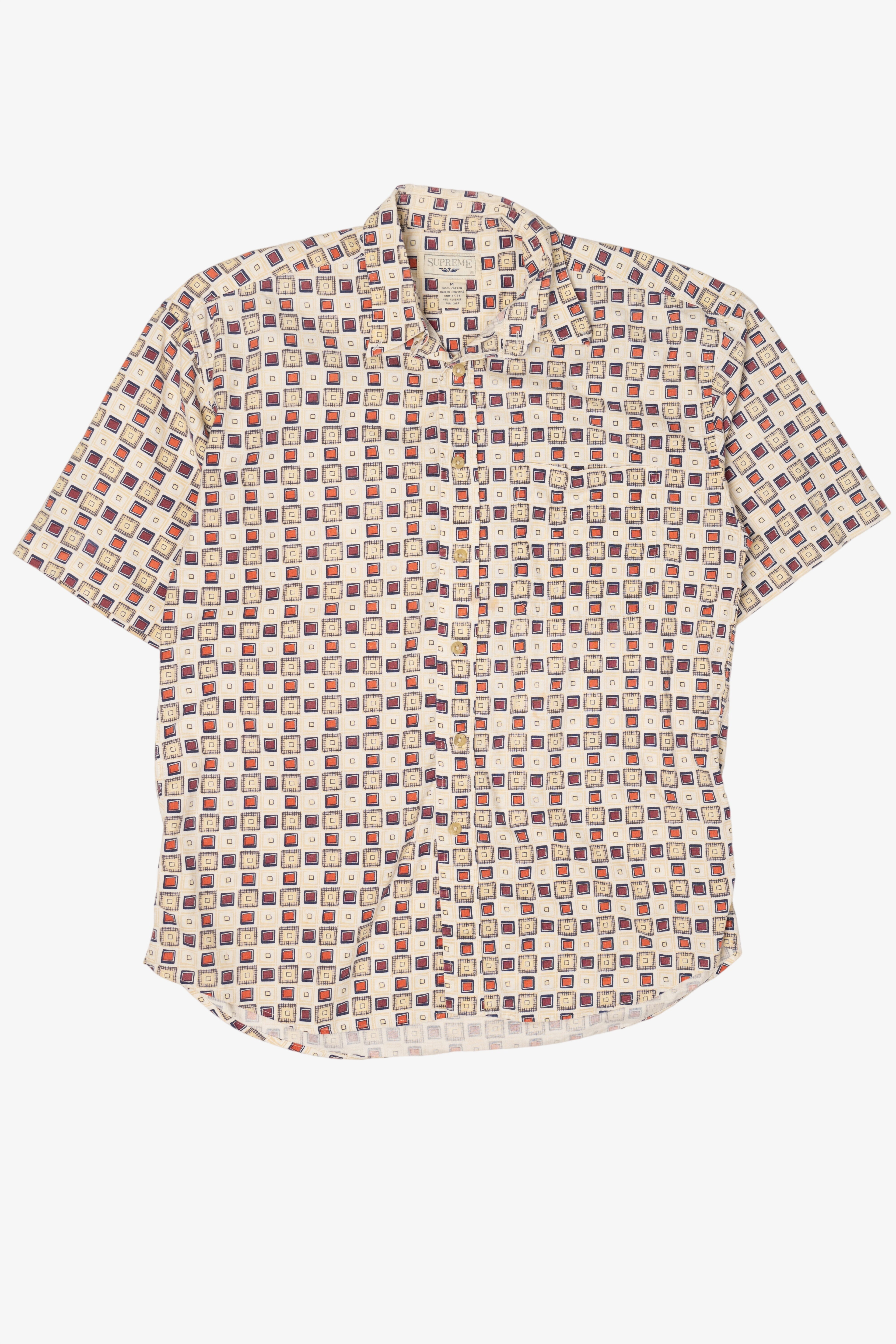 Vintage Beige Geometric Supreme Button Up Shirt (1990s)