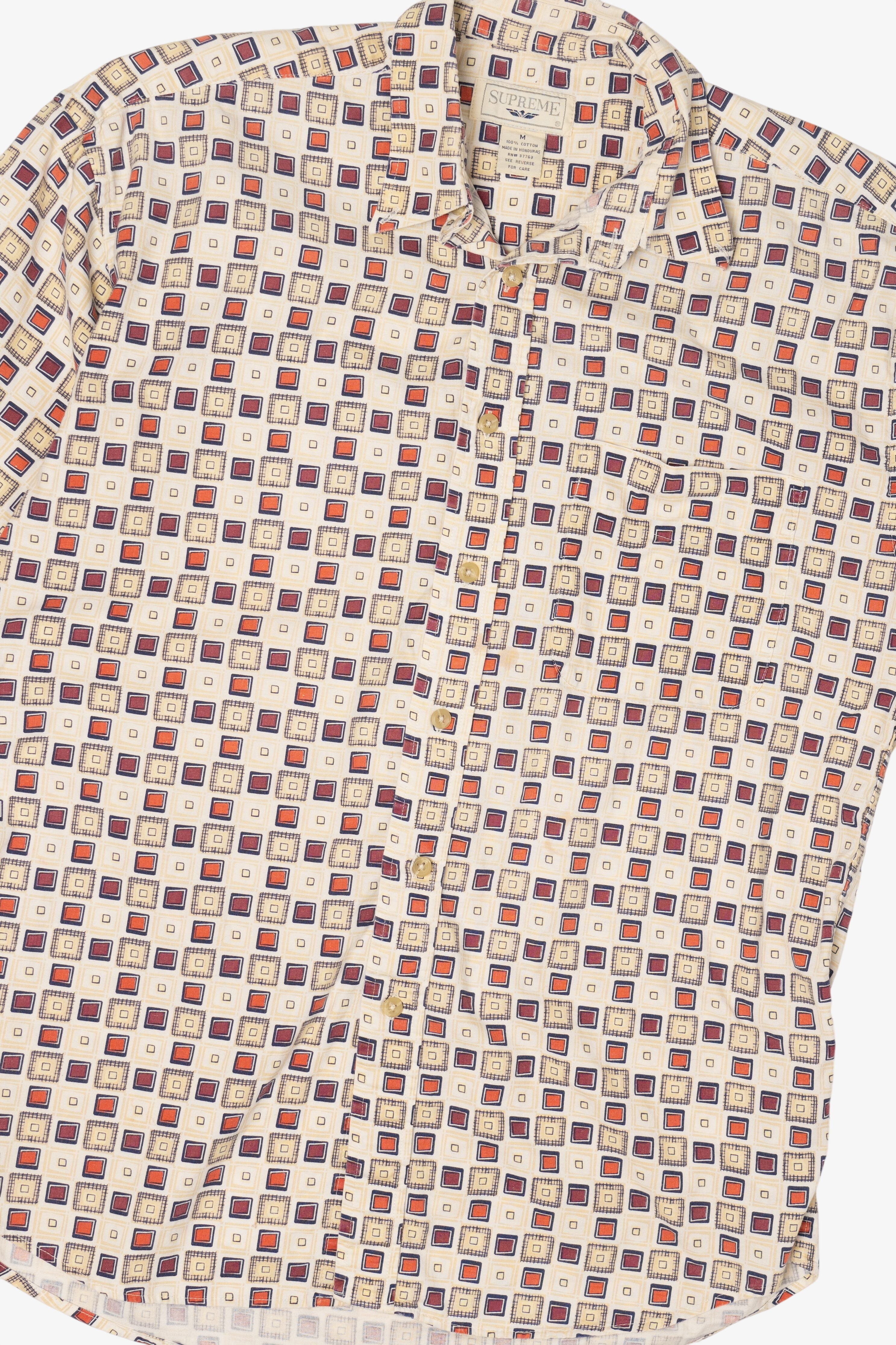 Vintage Beige Geometric Supreme Button Up Shirt (1990s)
