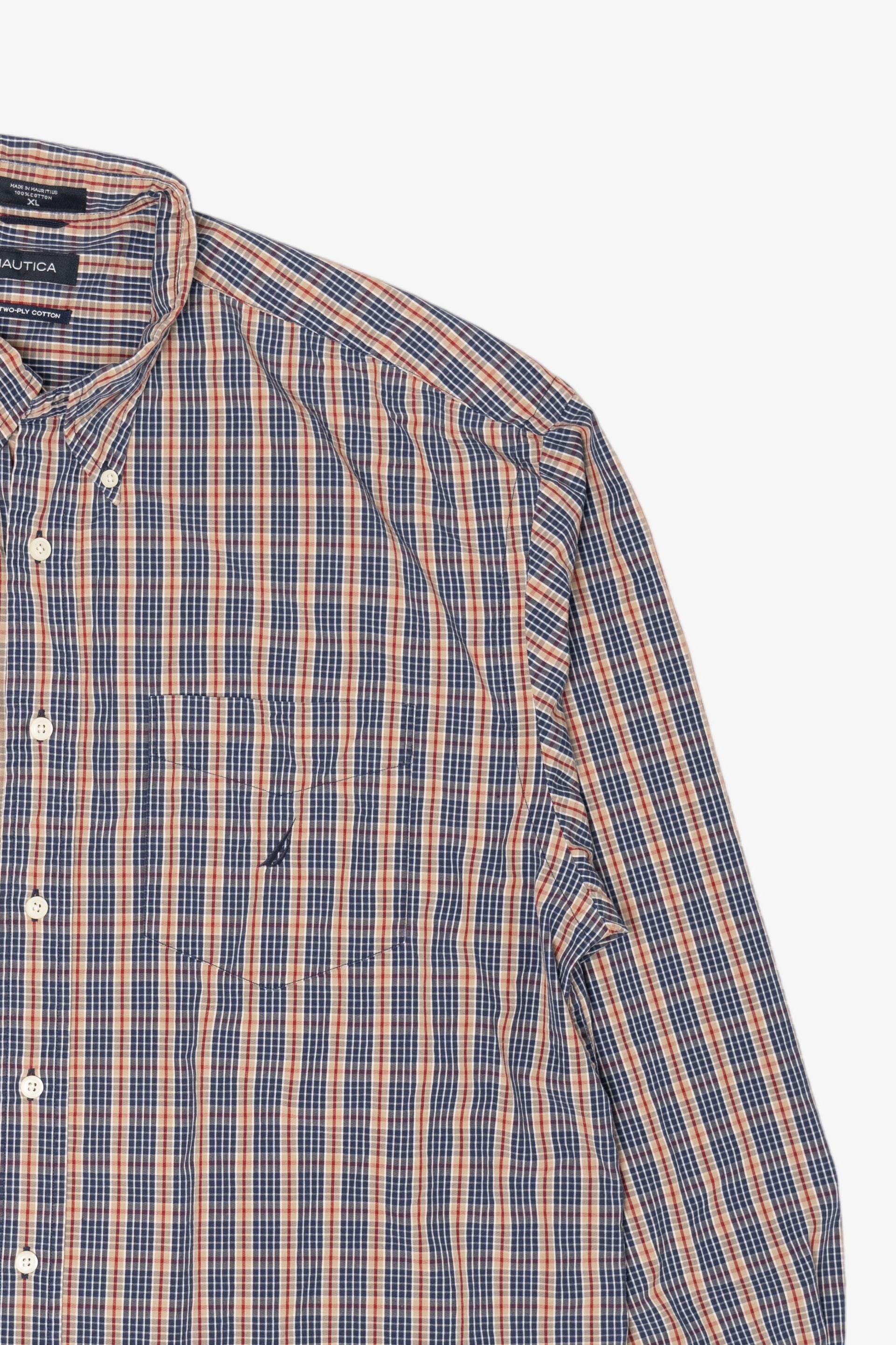 Vintage Nautica 80s Two-Ply Cotton Plaid Button Up Shirt (1990s)