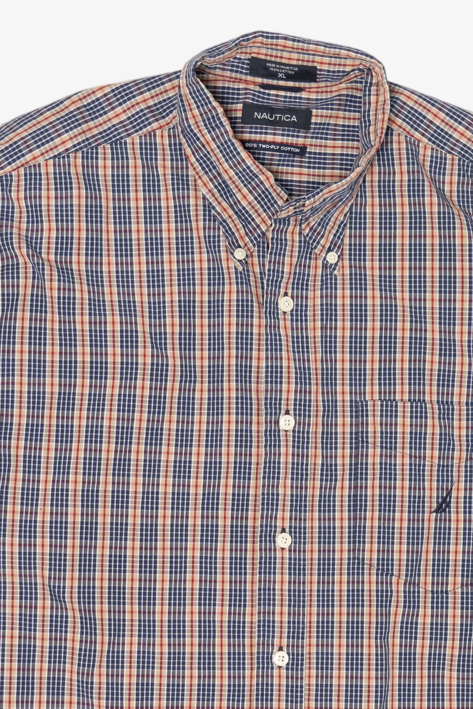 Vintage Nautica 80s Two-Ply Cotton Plaid Button Up Shirt (1990s)