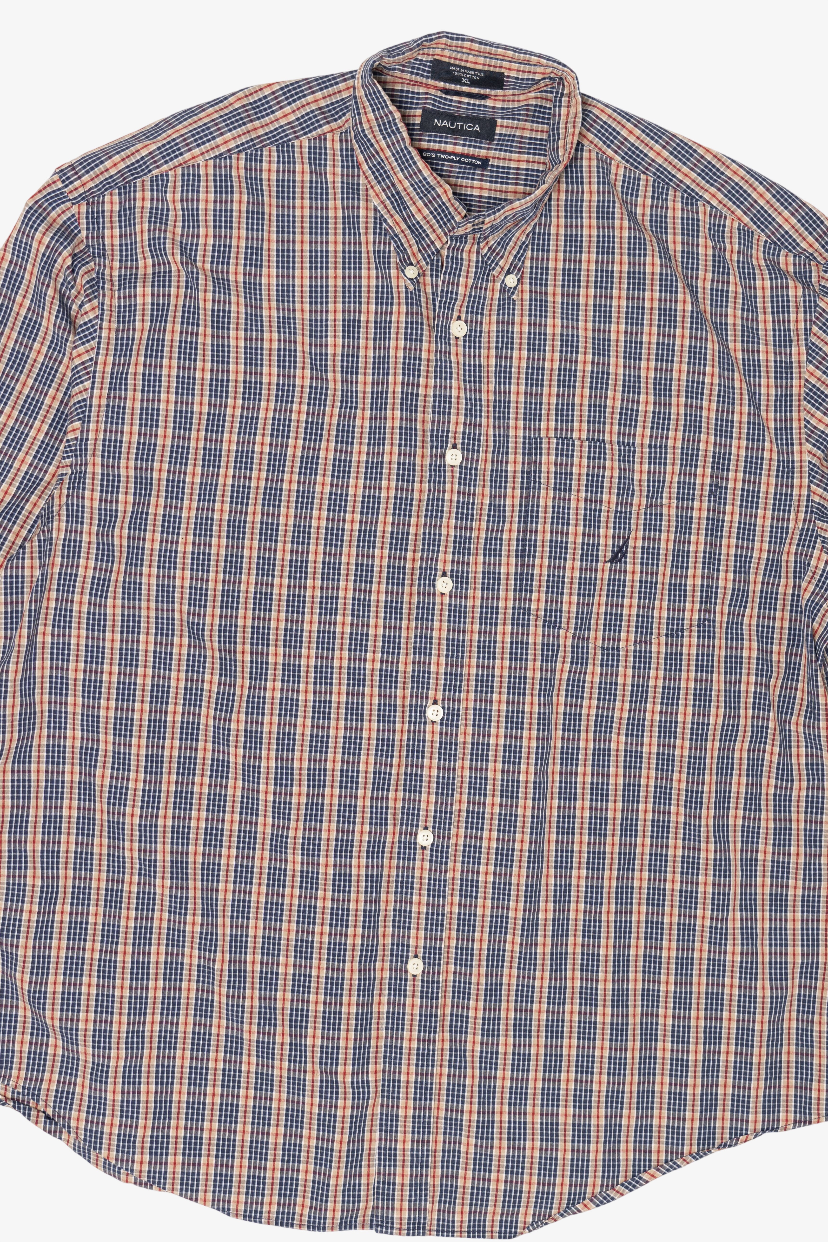 Vintage Nautica 80s Two-Ply Cotton Plaid Button Up Shirt (1990s)