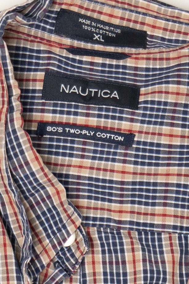 Vintage Nautica 80s Two-Ply Cotton Plaid Button Up Shirt (1990s)