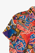 Vintage Orange-Red El-La Geometric Abstract Silk Button Up Shirt (1990s)