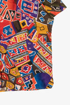Vintage Orange-Red El-La Geometric Abstract Silk Button Up Shirt (1990s)