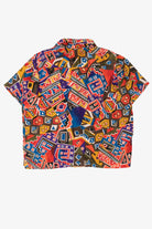 Vintage Orange-Red El-La Geometric Abstract Silk Button Up Shirt (1990s)