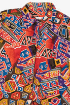 Vintage Orange-Red El-La Geometric Abstract Silk Button Up Shirt (1990s)