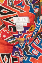 Vintage Orange-Red El-La Geometric Abstract Silk Button Up Shirt (1990s)
