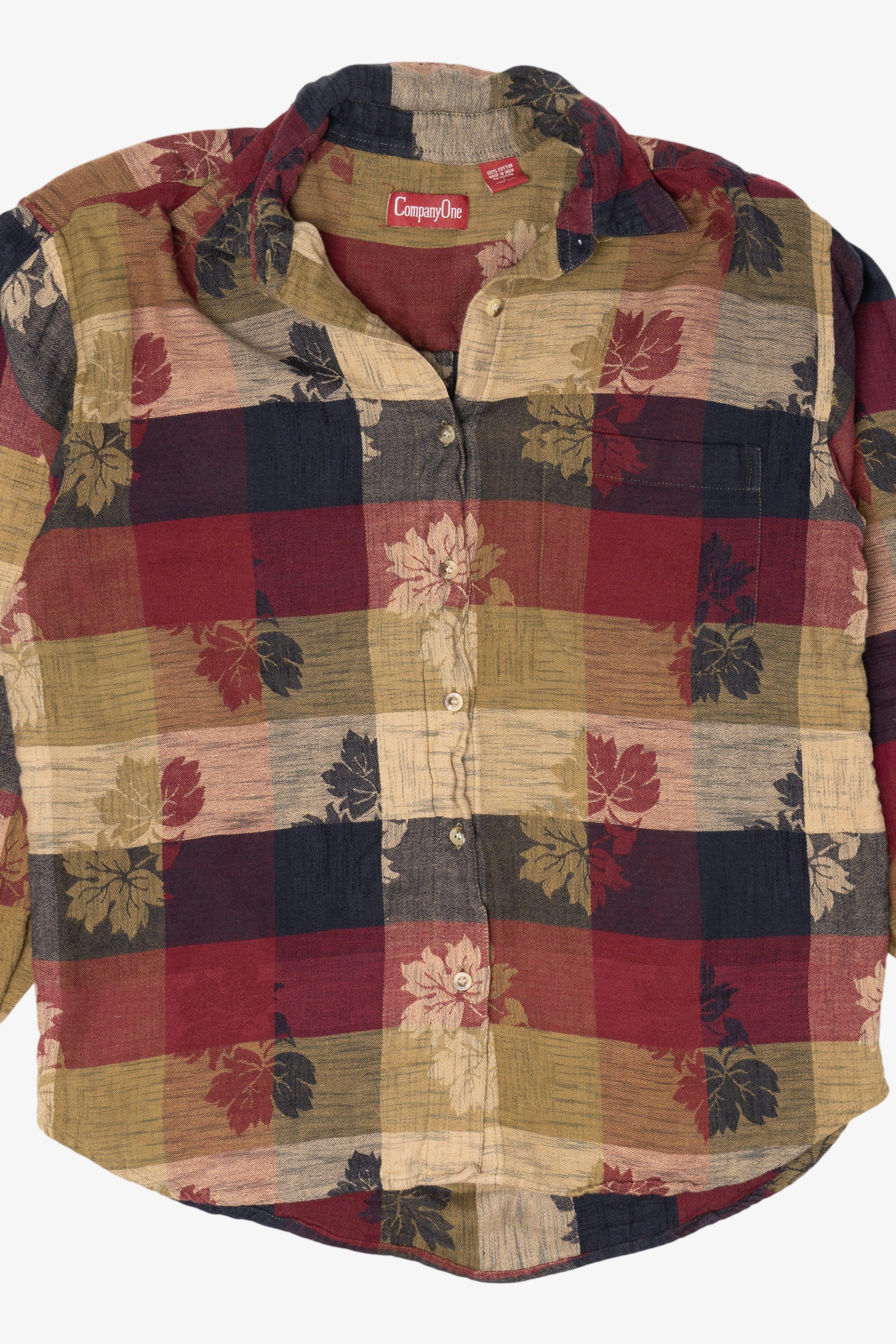 Vintage Checkered Leaves Company One Button Up Shirt (1990s)