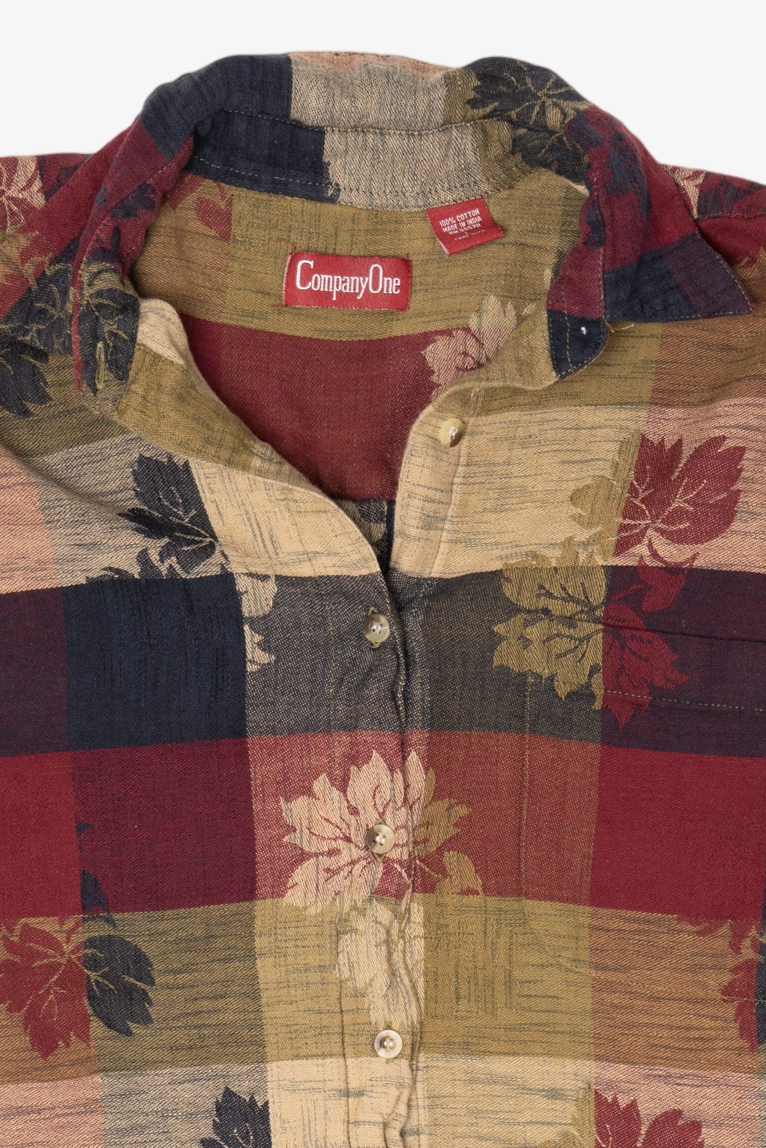 Vintage Checkered Leaves Company One Button Up Shirt (1990s)