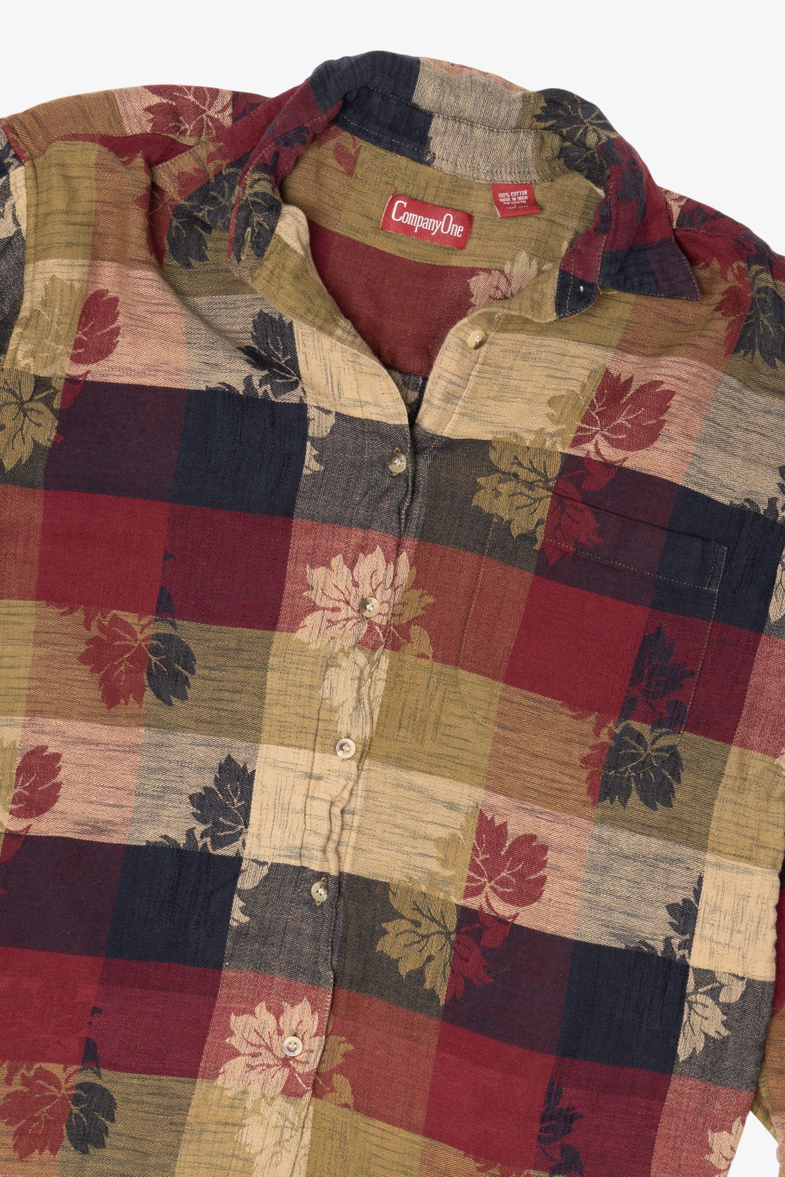 Vintage Checkered Leaves Company One Button Up Shirt (1990s)