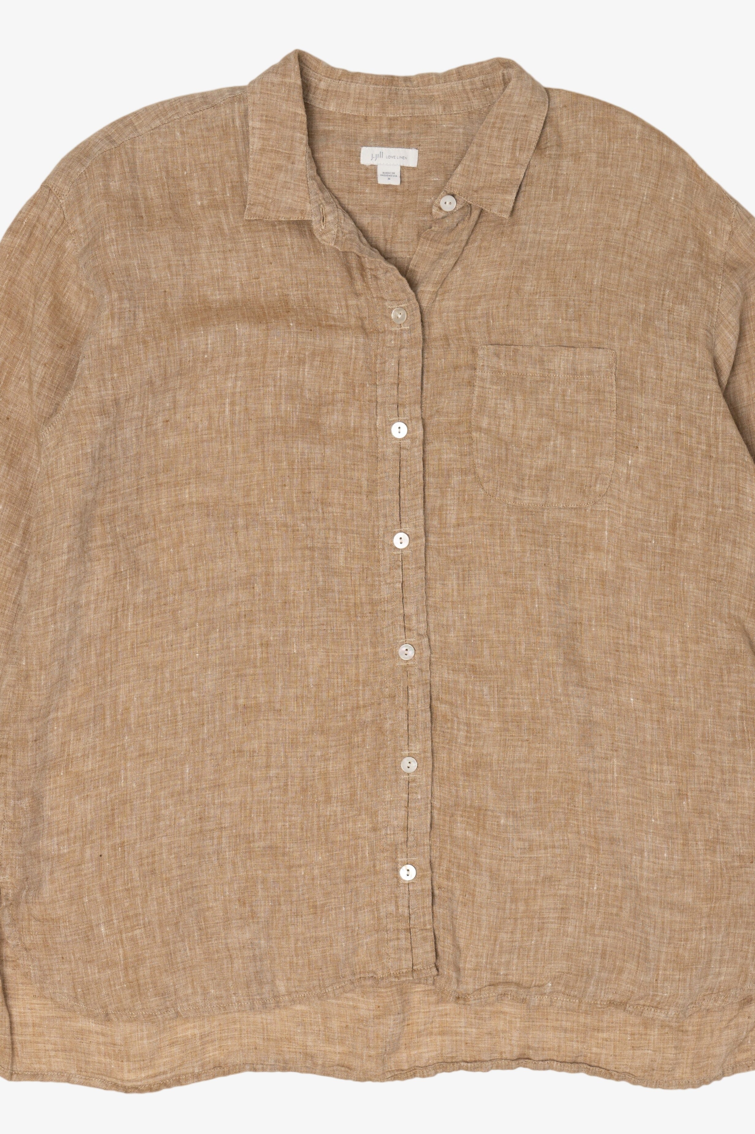 Light Brown J. Jill Vintage Linen Button Up Shirt (2010s)