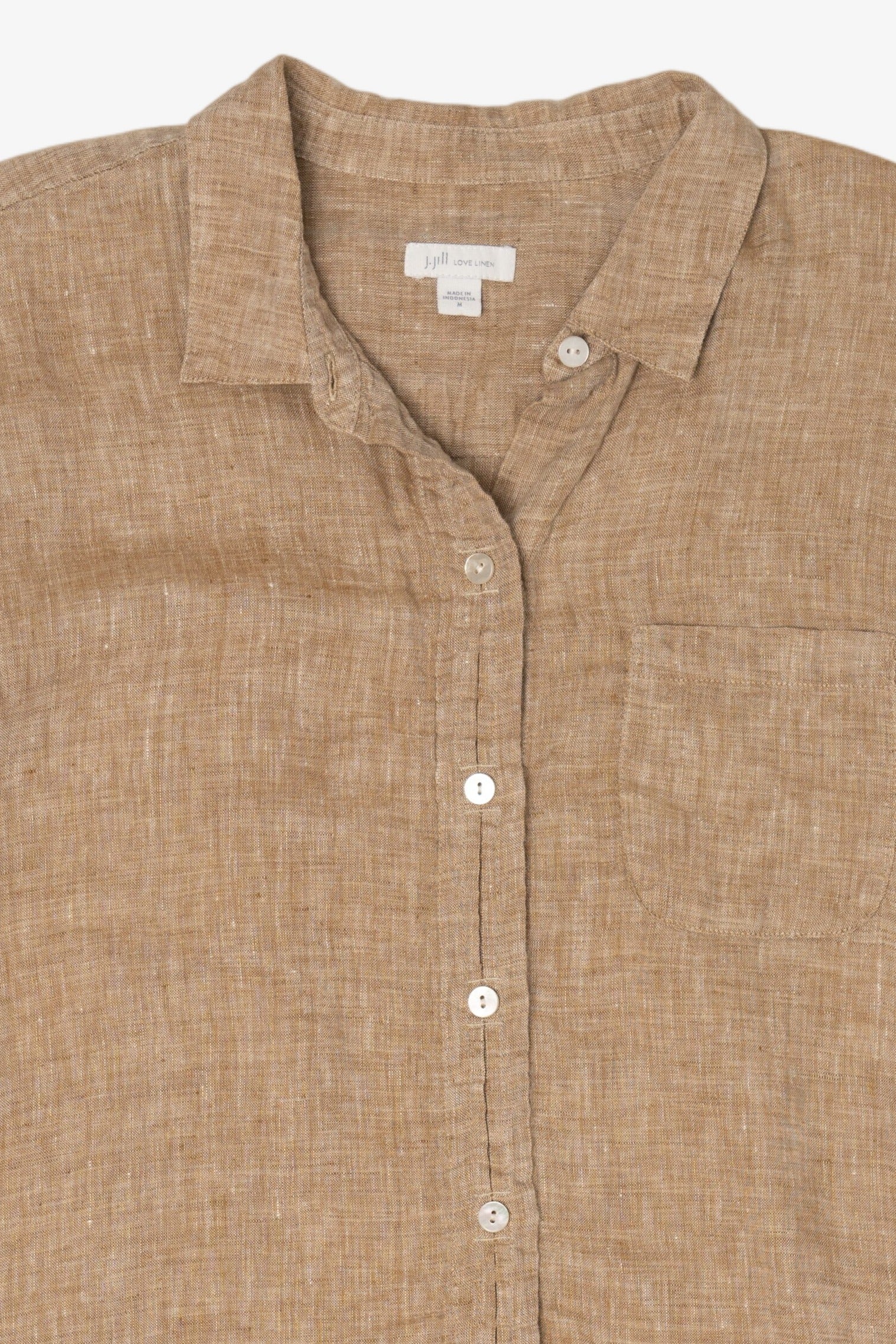Light Brown J. Jill Vintage Linen Button Up Shirt (2010s)