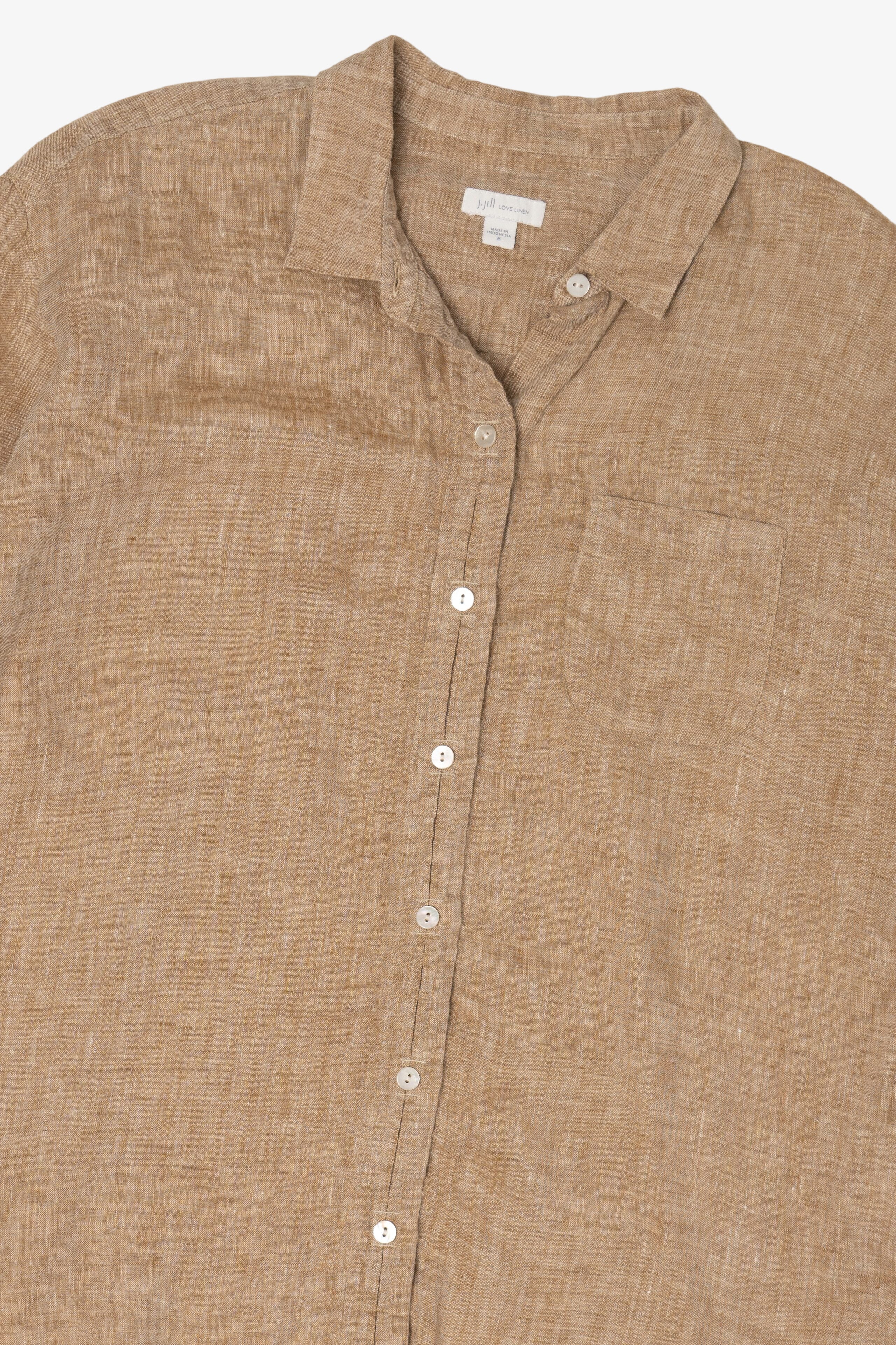 Light Brown J. Jill Vintage Linen Button Up Shirt (2010s)