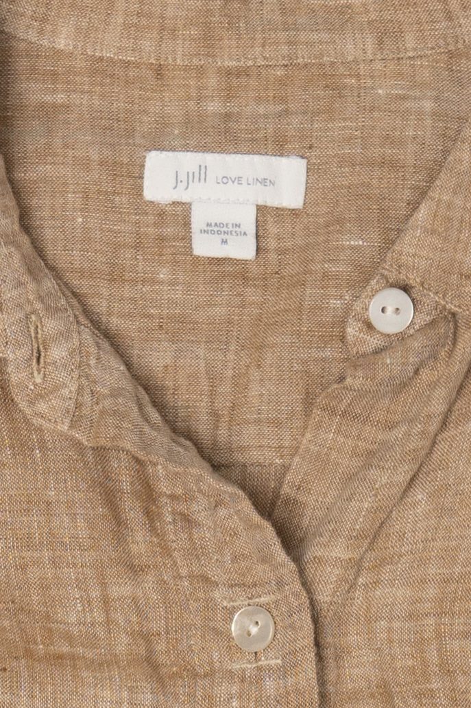 Light Brown J. Jill Vintage Linen Button Up Shirt (2010s)