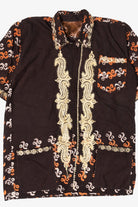Vintage Dark Brown Embroidered Button Up Shirt (1990s)