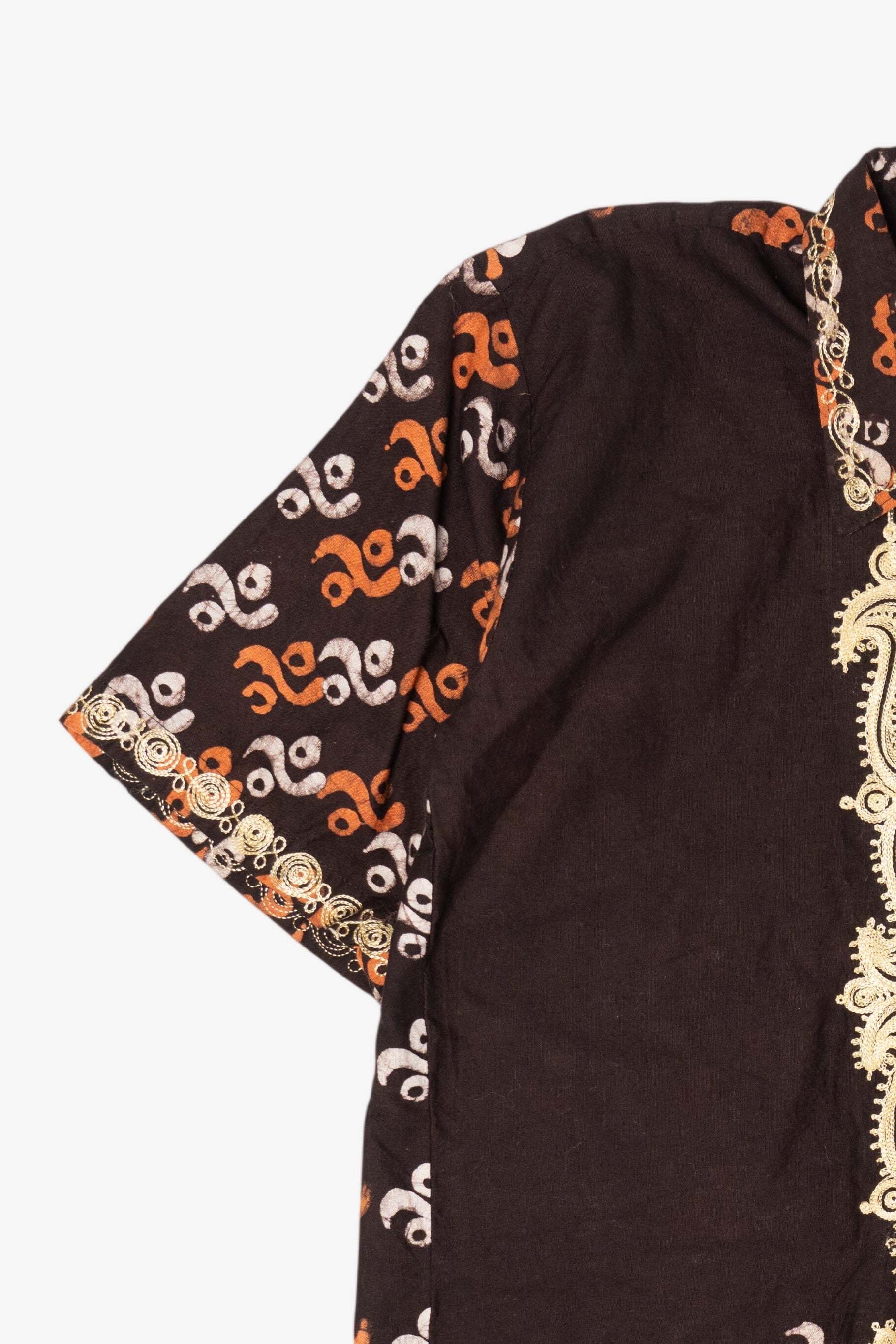 Vintage Dark Brown Embroidered Button Up Shirt (1990s)