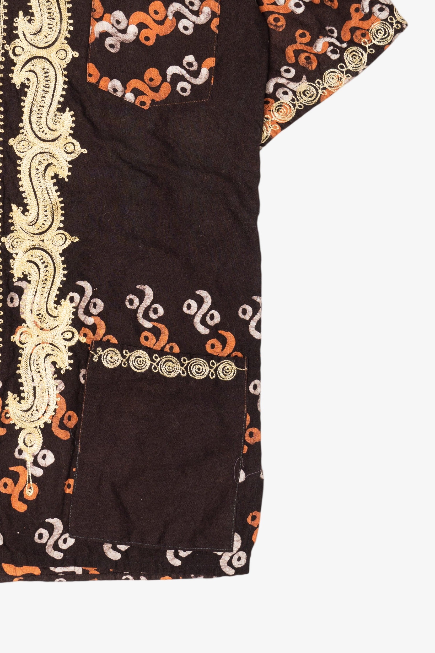 Vintage Dark Brown Embroidered Button Up Shirt (1990s)