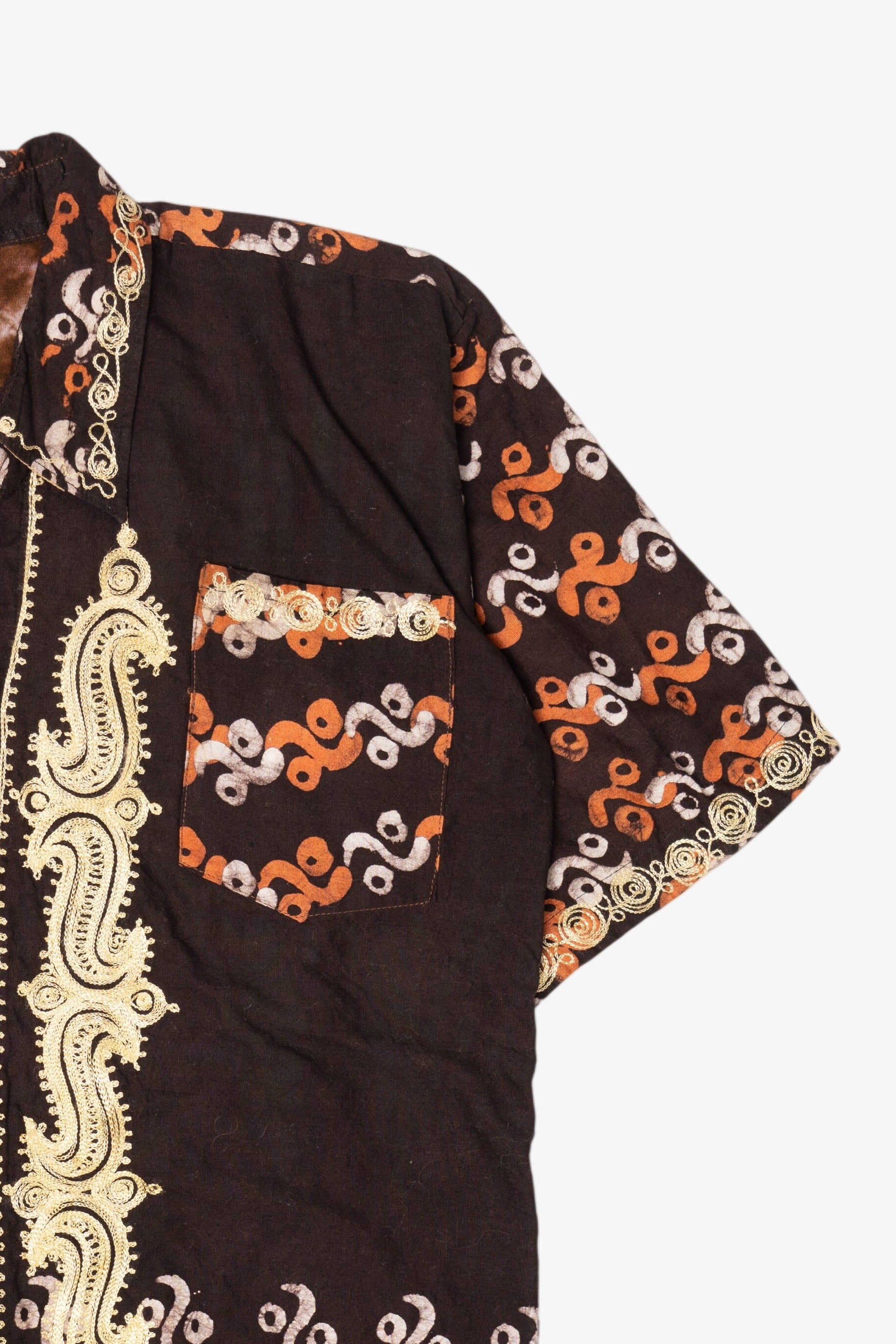 Vintage Dark Brown Embroidered Button Up Shirt (1990s)