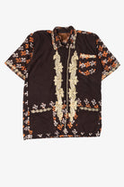 Vintage Dark Brown Embroidered Button Up Shirt (1990s)