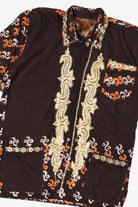 Vintage Dark Brown Embroidered Button Up Shirt (1990s)