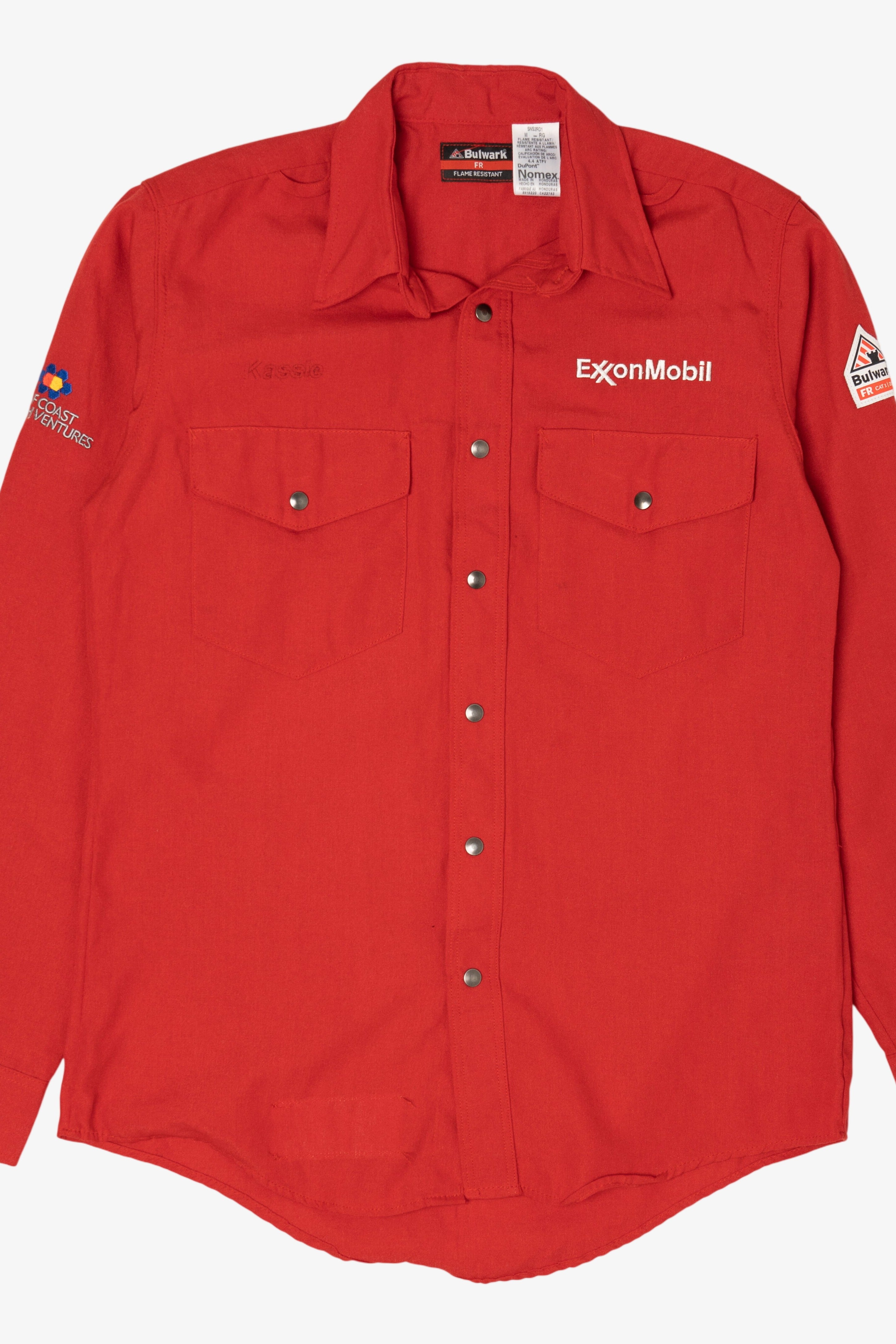 Red Bulwark Exxon Mobile Flame Resistant Button Up Shirt (2010s)