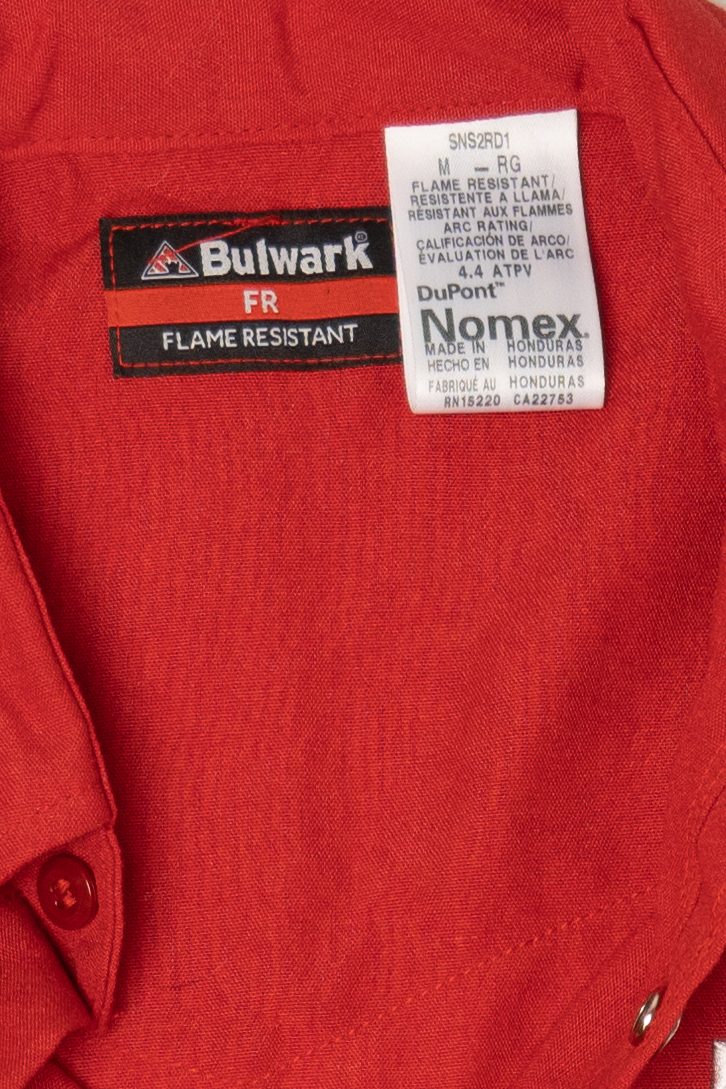 Red Bulwark Exxon Mobile Flame Resistant Button Up Shirt (2010s)
