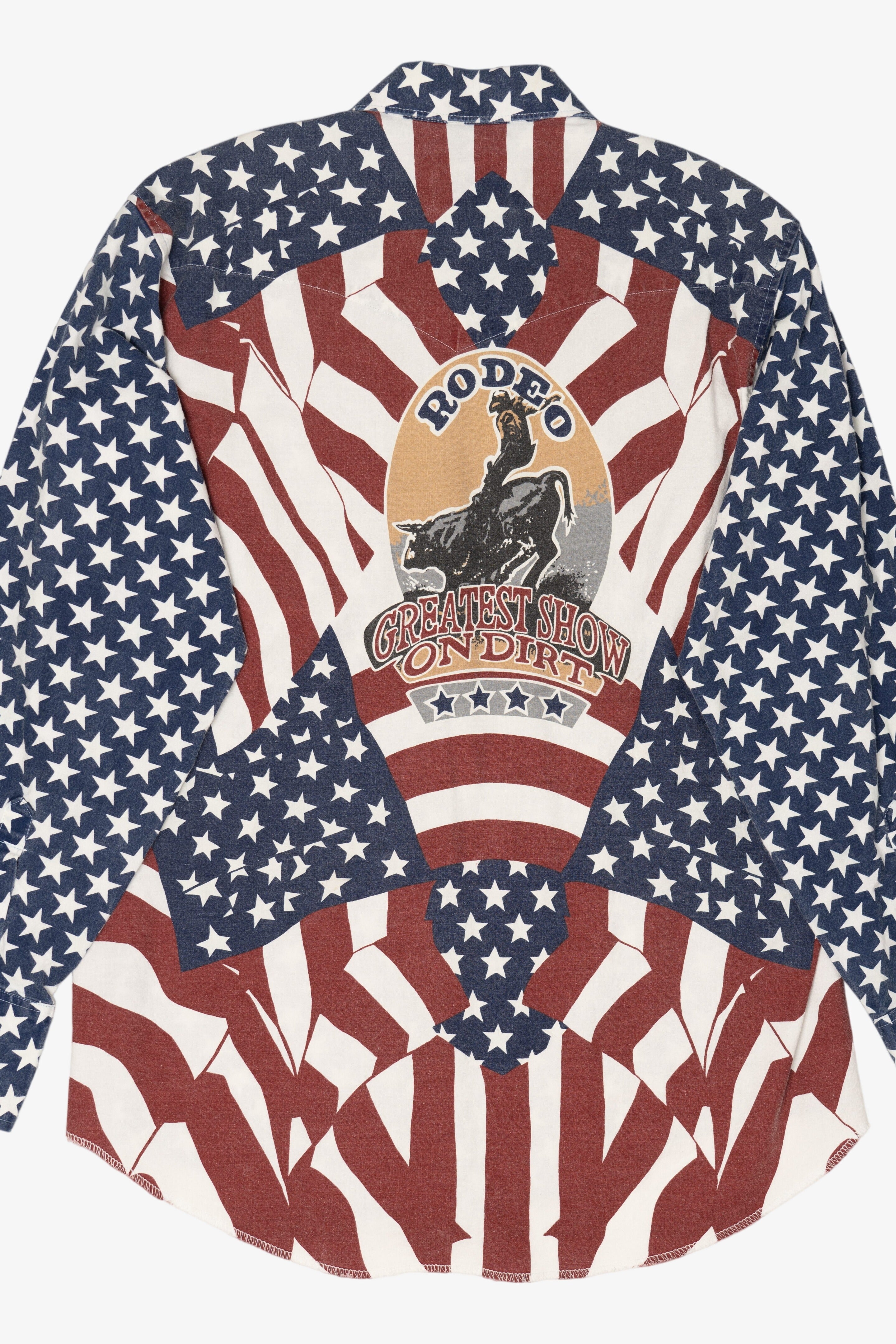 Vintage Glow In The Dark Wrangler American Rodeo "Greatest Show On Dirt" Button Up Shirt (1990s)