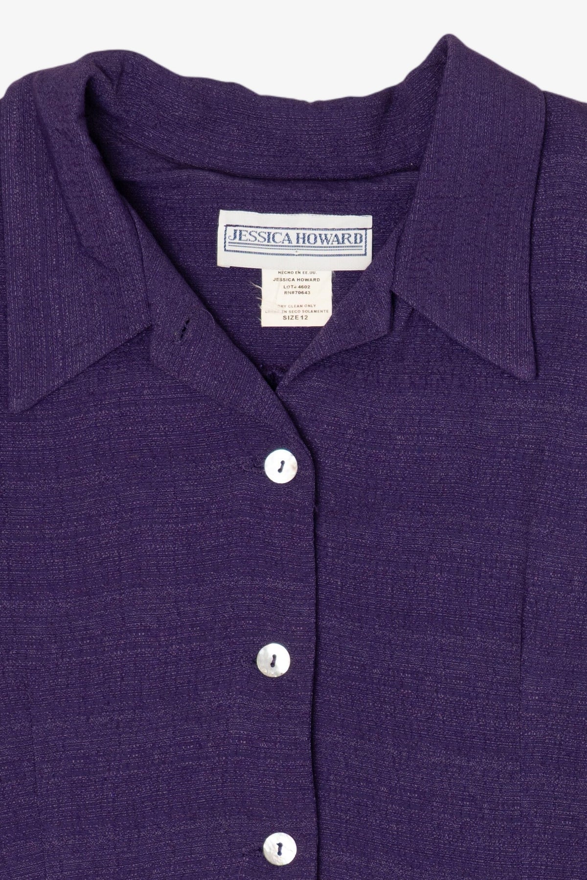 Vintage Purple Jessica Howard Button Up Shirt (1980s)