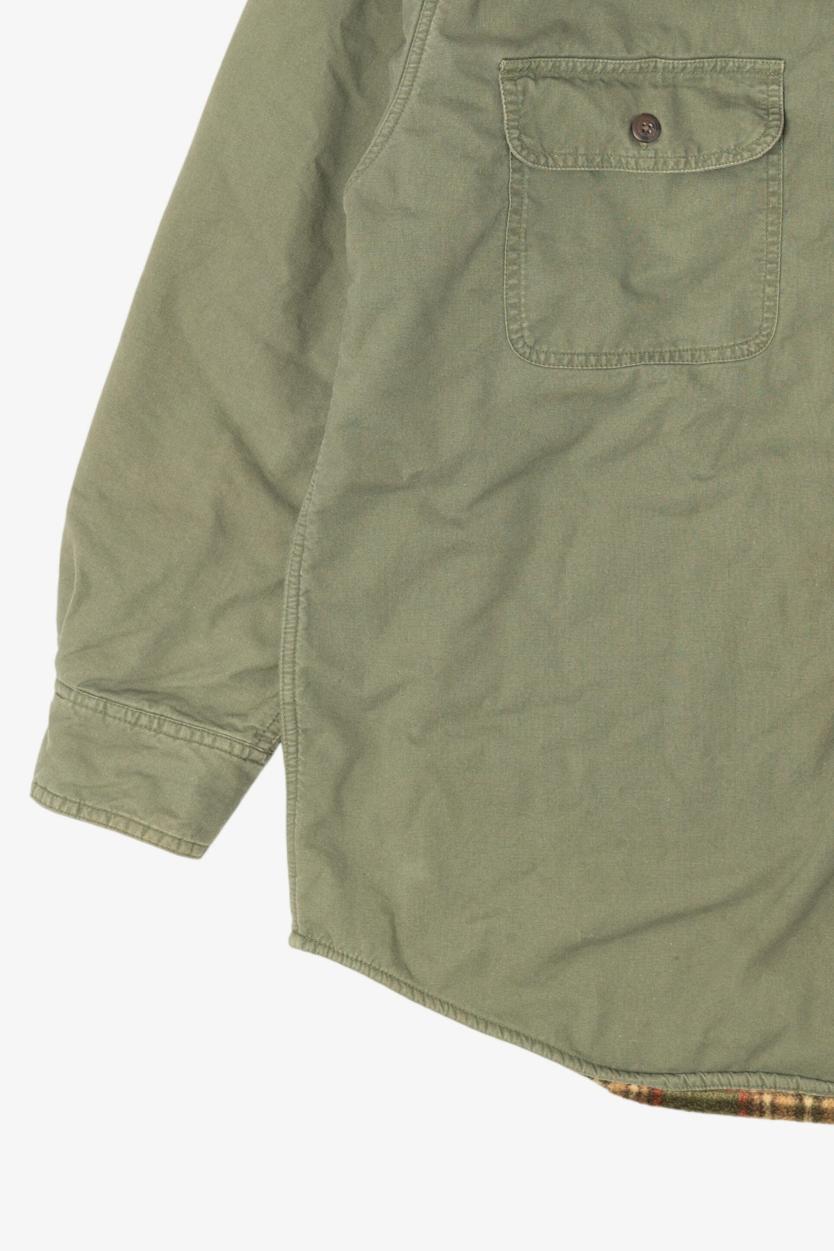 Vintage Green Faded Glory Plaid Lined Flannel Shirt (1990s)