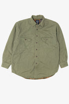 Vintage Green Faded Glory Plaid Lined Flannel Shirt (1990s)