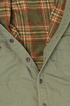Vintage Green Faded Glory Plaid Lined Flannel Shirt (1990s)